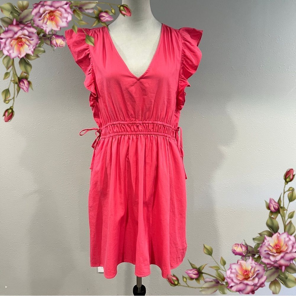 Universal Thread Pink V-neck‎ Ruffle Sleeve mini Dress size medium